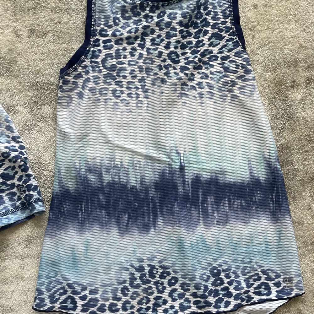 Blue Leopard Print Tank Top